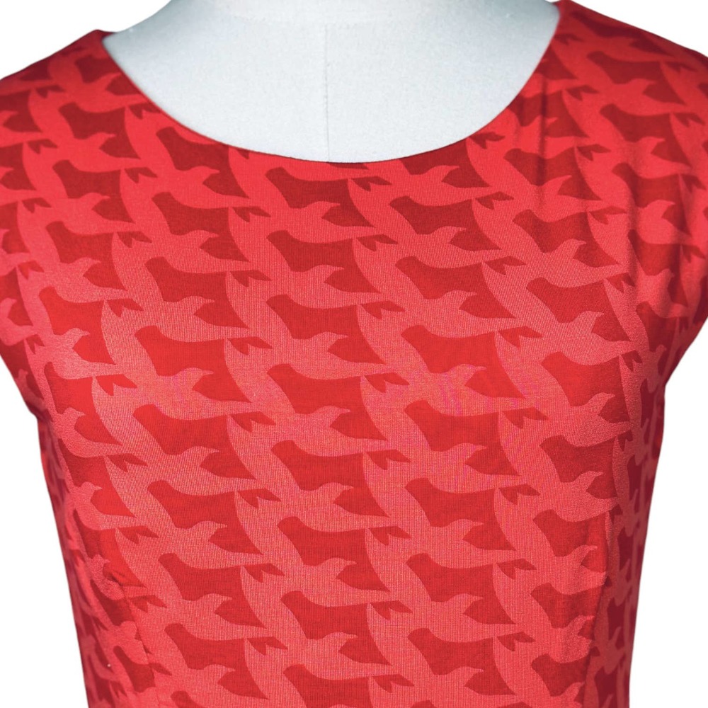 Boden Red Coral Houndstooth Dress - Picture 5 of 13